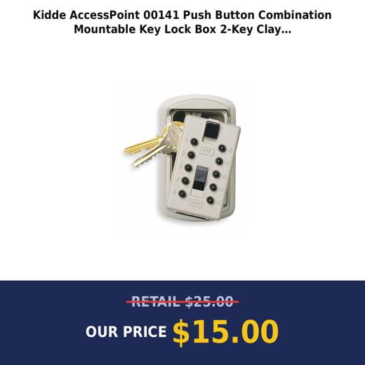Kidde AccessPoint 00141 Push Button Combination Mountable Key Lock Box 2-Key Clay