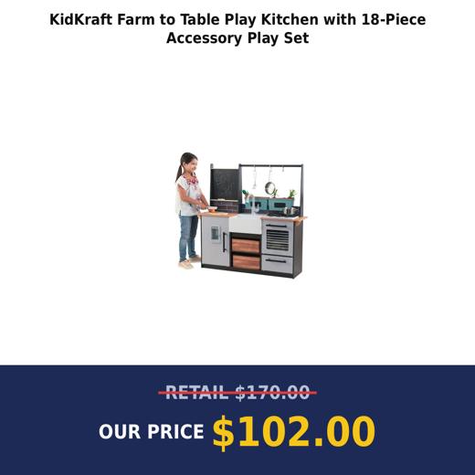 KidKraft Farm to Table Play Kitchen with 18-Piece Accessory Play Set