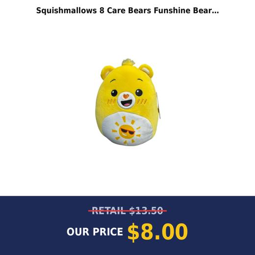 Squishmallows 8 Care Bears Funshine Bear