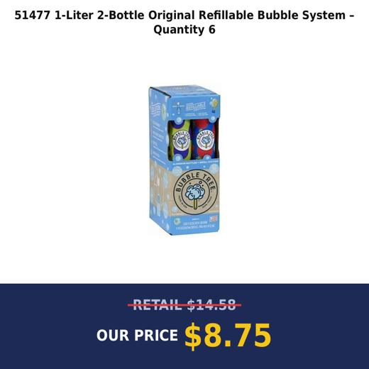 51477 1-Liter 2-Bottle Original Refillable Bubble System – Quantity 6