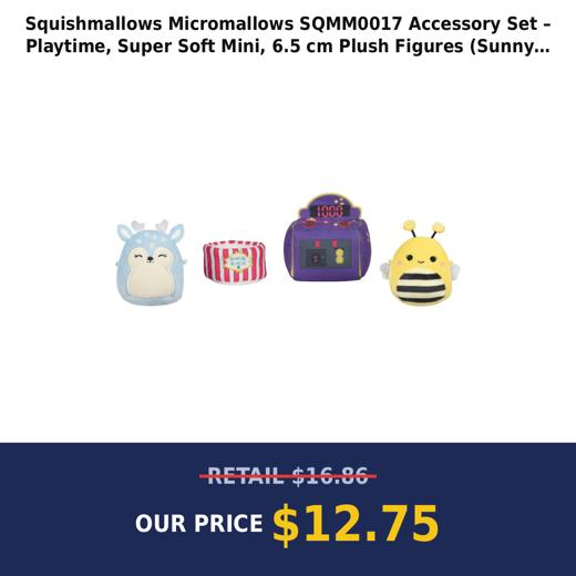 Squishmallows Micromallows SQMM0017 Accessory Set – Playtime, Super Soft Mini, 6.5 cm Plush Figures (Sunny & Farryn)