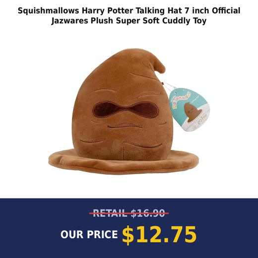 Squishmallows Harry Potter Talking Hat 7 inch Official Jazwares Plush Super Soft Cuddly Toy