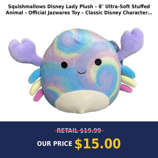Squishmallows Disney Lady Plush – 8″ Ultra-Soft Stuffed Animal – Official Jazwares Toy – Classic Disney Character – Coll