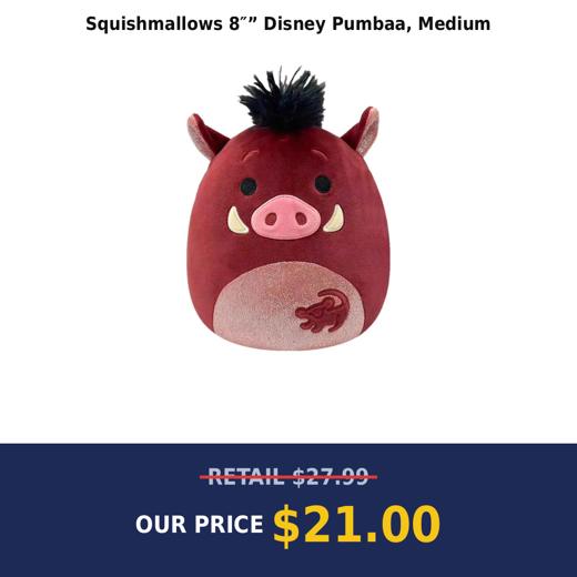 Squishmallows 8″” Disney Pumbaa, Medium