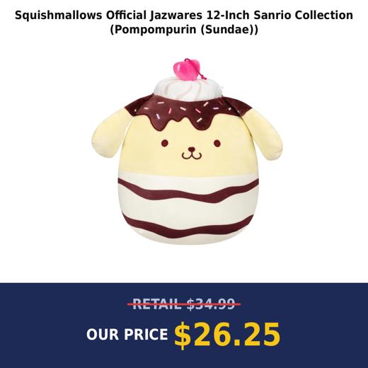 Squishmallows Official Jazwares 12-Inch Sanrio Collection (Pompompurin (Sundae))