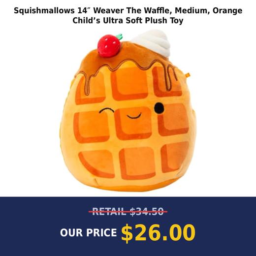 Squishmallows 14″ Weaver The Waffle, Medium, Orange Child’s Ultra Soft Plush Toy