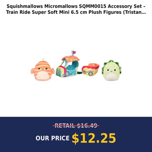 Squishmallows Micromallows SQMM0015 Accessory Set – Train Ride Super Soft Mini 6.5 cm Plush Figures (Tristan & Lucienne)