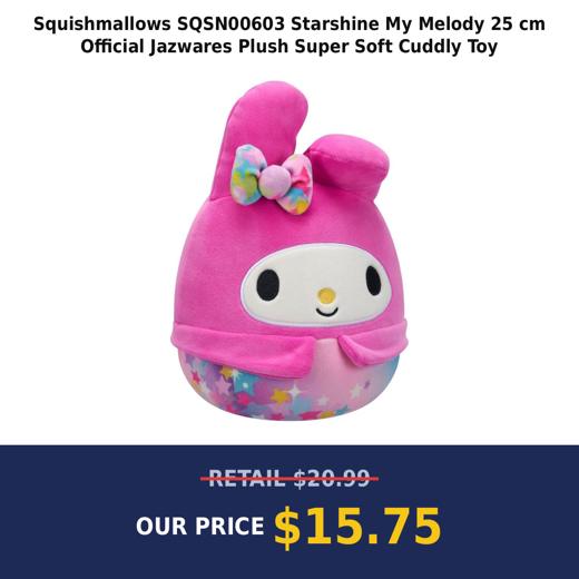 Squishmallows SQSN00603 Starshine My Melody 25 cm Official Jazwares Plush Super Soft Cuddly Toy