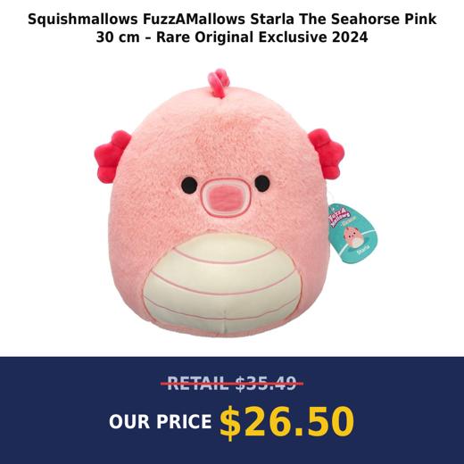 Squishmallows FuzzAMallows Starla The Seahorse Pink 30 cm – Rare Original Exclusive 2024