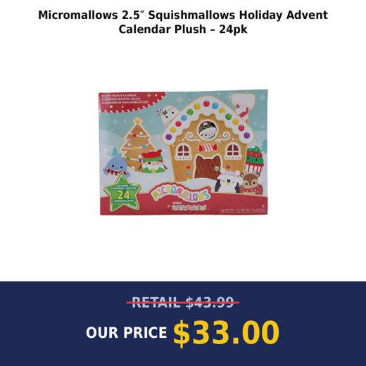 Micromallows 2.5″ Squishmallows Holiday Advent Calendar Plush – 24pk