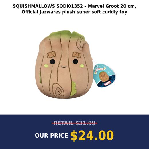 SQUISHMALLOWS SQDI01352 – Marvel Groot 20 cm, Official Jazwares plush super soft cuddly toy