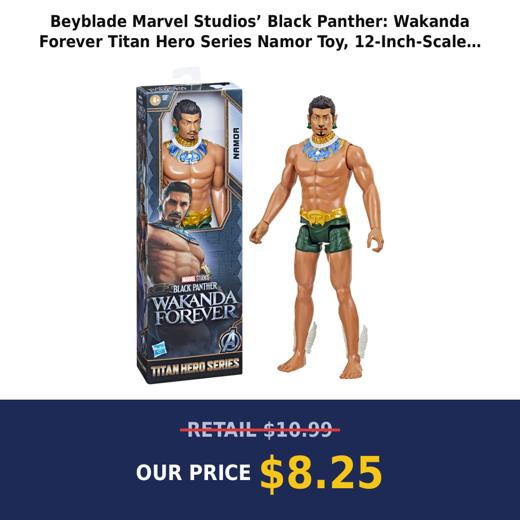 Beyblade Marvel Studios’ Black Panther: Wakanda Forever Titan Hero Series Namor Toy, 12-Inch-Scale Action Figure, Marvel