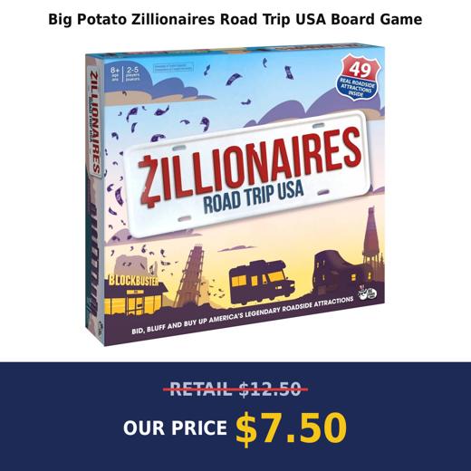 Big Potato Zillionaires Road Trip USA Board Game