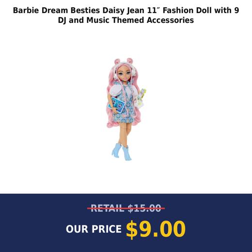 Barbie Dream Besties Daisy Jean 11″ Fashion Doll with 9 DJ and Music Themed Accessories