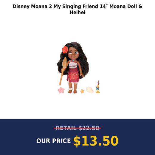 Disney Moana 2 My Singing Friend 14″ Moana Doll & Heihei