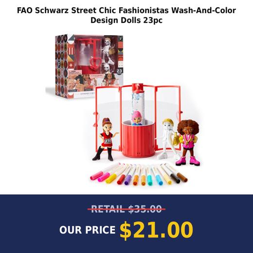 FAO Schwarz Street Chic Fashionistas Wash-And-Color Design Dolls 23pc
