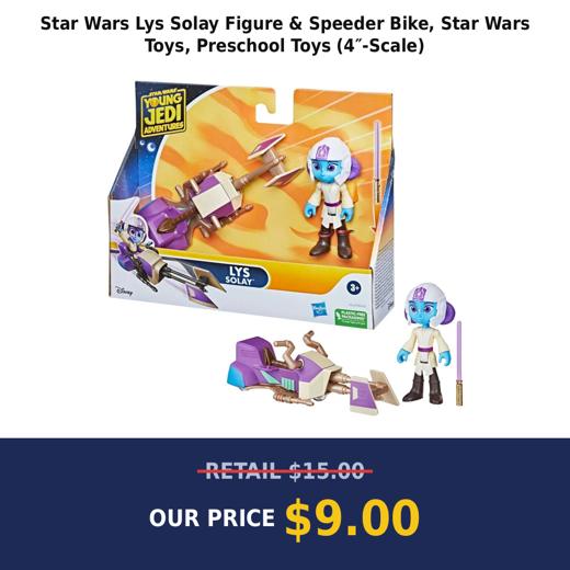 Star Wars Lys Solay Figure & Speeder Bike, Star Wars Toys, Preschool Toys (4″-Scale)