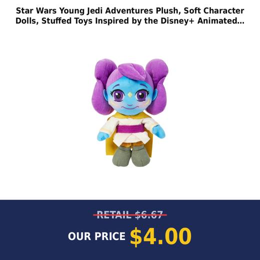 Star Wars Young Jedi Adventures Plush, Soft Character Dolls, Stuffed Toys Inspired by the Disney+ Animated Series, 8-inch
