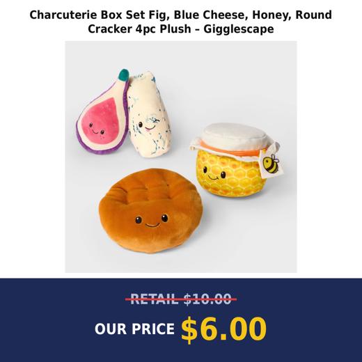Charcuterie Box Set Fig, Blue Cheese, Honey, Round Cracker 4pc Plush – Gigglescape