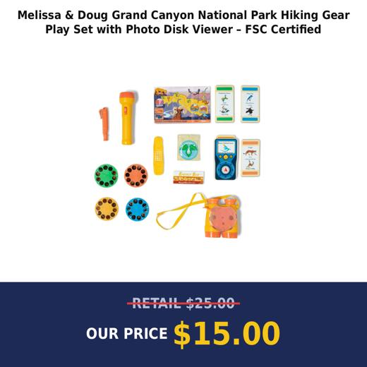 Melissa & Doug Grand Canyon National Park Hiking Gear Play Set with Photo Disk Viewer – FSC Certified