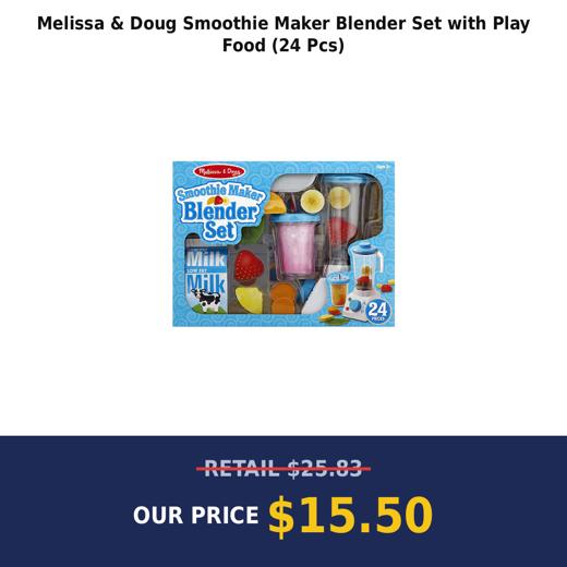 Melissa & Doug Smoothie Maker Blender Set with Play Food (24 Pcs)