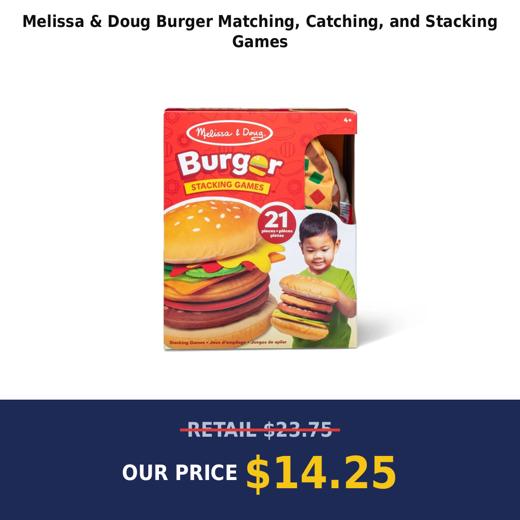 Melissa & Doug Burger Matching, Catching, and Stacking Games