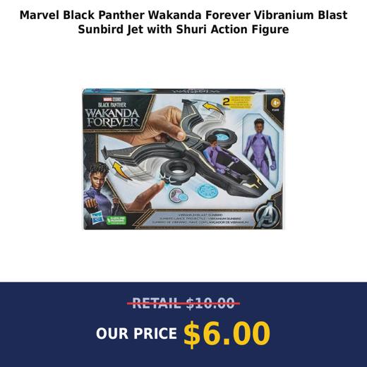 Marvel Black Panther Wakanda Forever Vibranium Blast Sunbird Jet with Shuri Action Figure