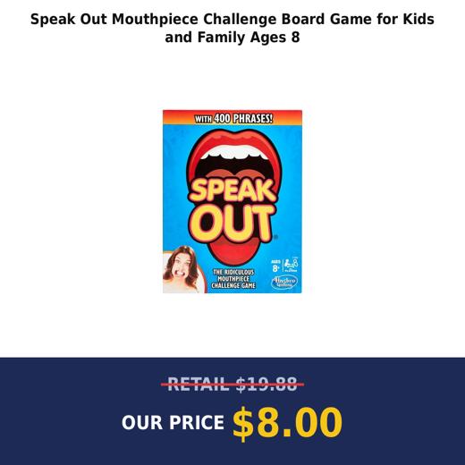 Speak Out Mouthpiece Challenge Board Game for Kids and Family Ages 8