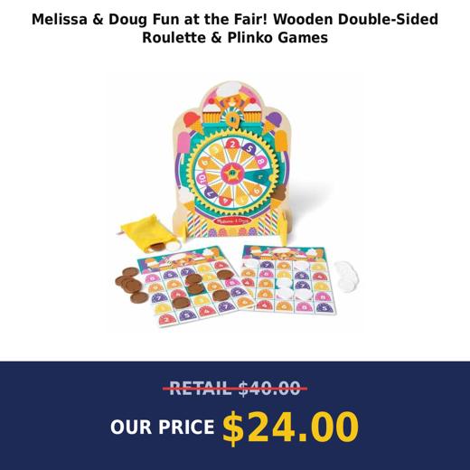 Melissa & Doug Fun at the Fair! Wooden Double-Sided Roulette & Plinko Games