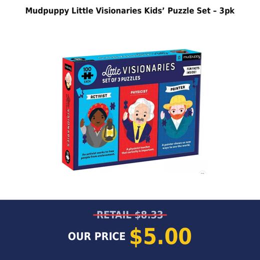 Mudpuppy Little Visionaries Kids’ Puzzle Set – 3pk