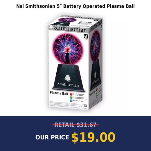 Nsi Smithsonian 5″ Battery Operated Plasma Ball