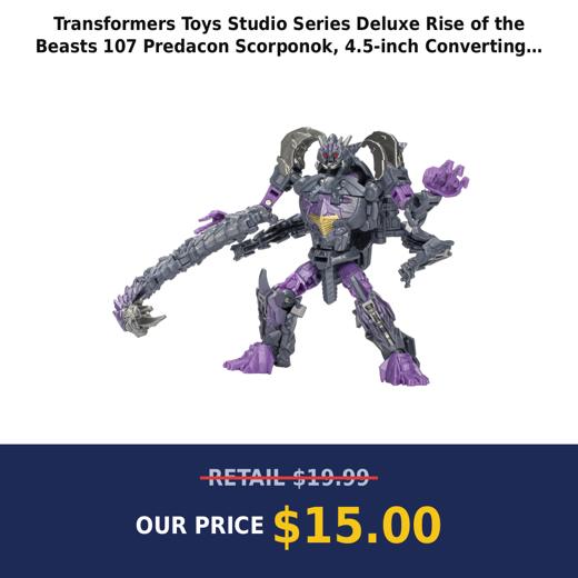 Transformers Toys Studio Series Deluxe Rise of the Beasts 107 Predacon Scorponok, 4.5-inch Converting Action Figure, 8+