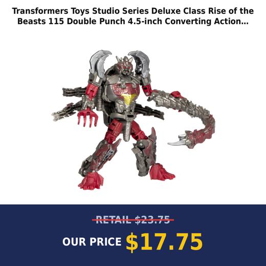 Transformers Toys Studio Series Deluxe Class Rise of the Beasts 115 Double Punch 4.5-inch Converting Action Figure, 8+