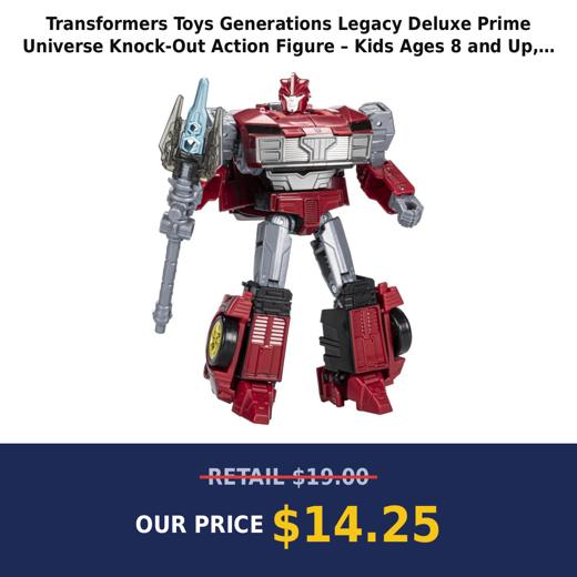Transformers Toys Generations Legacy Deluxe Prime Universe Knock-Out Action Figure – Kids Ages 8 and Up, 5.5-inch