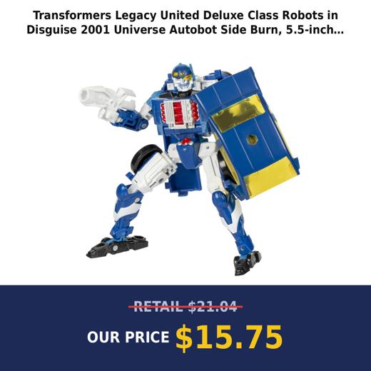 Transformers Legacy United Deluxe Class Robots in Disguise 2001 Universe Autobot Side Burn, 5.5-inch Converting Action F