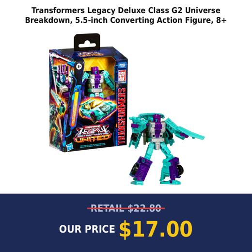 Transformers Legacy Deluxe Class G2 Universe Breakdown, 5.5-inch Converting Action Figure, 8+