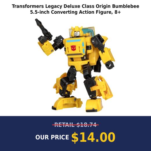 Transformers Legacy Deluxe Class Origin Bumblebee 5.5-inch Converting Action Figure, 8+
