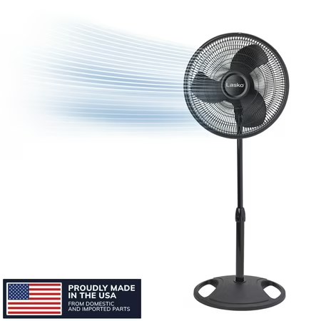 Lasko 16" Oscillating Pedestal Fan, Black