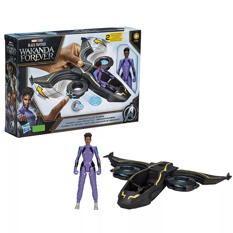Marvel Black Panther Wakanda Forever Vibranium Blast Sunbird Jet with Shuri Action Figure