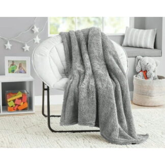 Your Zone Soft Gray Oversized Fuzzy Throw Blanket for Kids 72 x 50 inches