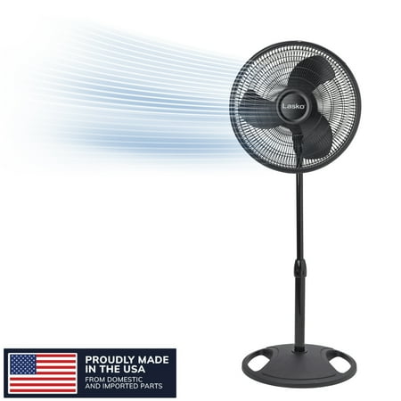 Lasko 16" Oscillating Pedestal Fan, Black