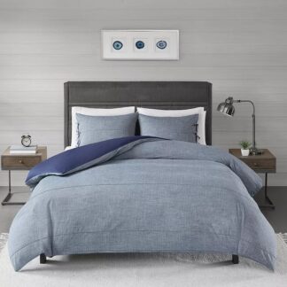 3pc Full/Queen Matteo Cotton Duvet Cover Set Denim