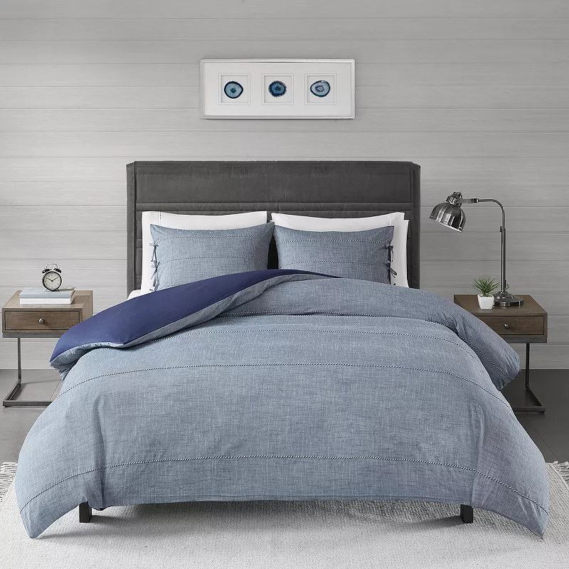 3pc Full/Queen Matteo Cotton Duvet Cover Set Denim