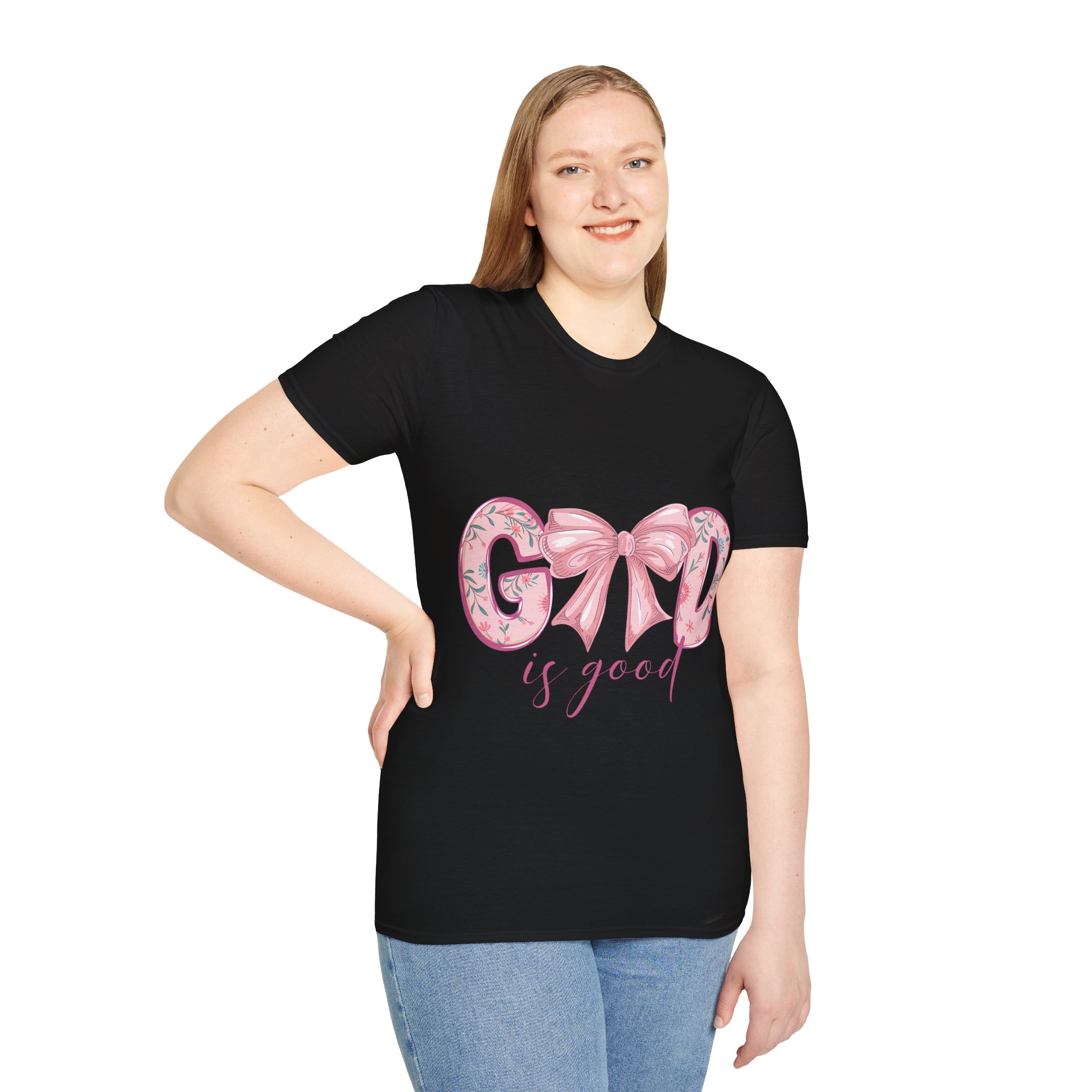 T-Shirt — Good Is Good Pink Bow Floral Graphic Tee - Image 4