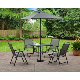 Mainstays Albany Lane 6-Piece Outdoor Patio Dining Set, Gray/Black