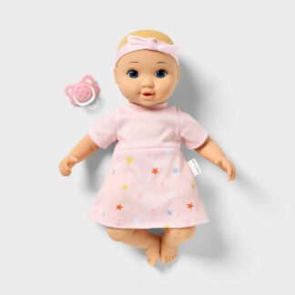 14" Girl Baby Doll - Blonde Hair + Blue Eyes - Gigglescape