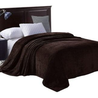 Mezcla Waffle Textured Soft Fleece Blanket, Queen Size Bed Blanket, Cozy Warm and Lightweight (Coffee, 90"x90")