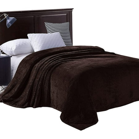 Mezcla Waffle Textured Soft Fleece Blanket, Queen Size Bed Blanket, Cozy Warm and Lightweight (Coffee, 90"x90")