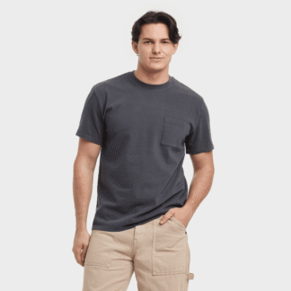 Men's Fashionable Vintage Solid Color Pocket Casual Short Sleeve