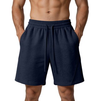 Mens Fleece Shorts with Elastic Waistband, Pull-On Lounge Sweat Shorts